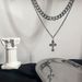 INS Dark Wind Cross Pendant Hip Hop Personality Double Layer Design Titanium Steel Necklace Men's Sweater Chain Sweater_ipsvogv.com
