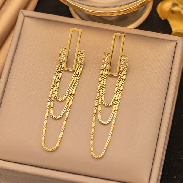 Fashionable Temperament, Light Luxury, Gold-plated Titanium Steel, Multi-layer Tassel Chain, Geometric Long Strip_ipsvogv.com