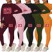Women's Clothing Large size fat woman autumn and winter women's clothing printed personality casual two piece suit_ipsvogv.com