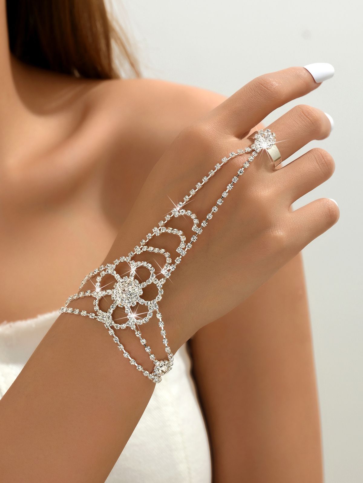 Popular Jewelry Set Luxury Wedding Party Women's Jewelry Round Diamond Necklace Earrings Set_ipsvogv.com