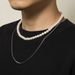 Hip-Hop Geometric Iron Pearl Chain Men'S Layered Necklaces_ipsvogv.com