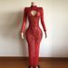 Women's Clothing pink shiny diamond high collar heart shaped top red carpet dress crystal long skirt_ipsvogv.com