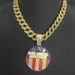 Round Brand Drip Oil White Make America Create AGAIN Letter Alloy Men's Necklace_ipsvogv.com