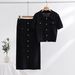 Women's Clothing high grade knitted suit spring and autumn new sweet and gentle short sleeved dress, two pieces_ipsvogv.com