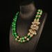 Electroplated True Gold Green Stone Palace Style Bow Double Layer Versatile Necklace_ipsvogv.com