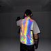 Men's Clothing colorful reflective workwear vest jacket for men and women loose and versatile multi pocket sleeveless waistcoat stand collar vest_ipsvogv.com