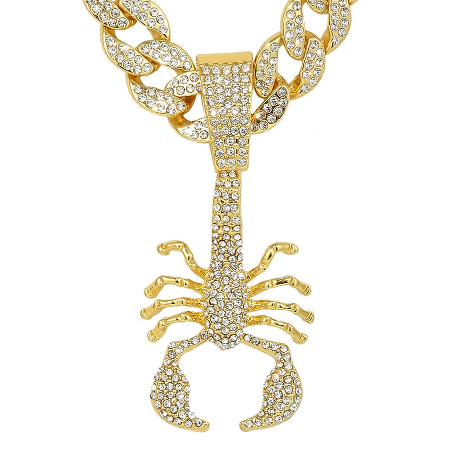 Men’s Jewelry Set Fashion Men's Hip Hop Personality Scorpion Pendant Cuban Necklace Jewelry Inlaid With Diamonds Full Diamond Halloween_ipsvogv.com