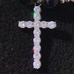 Hip Hop Double-layer Black White Pearl Necklace With Diamond Set Zircon Cross Pendant, Popular And Versatile_ipsvogv.com