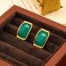 Geometric green cat's eye stone personalized ins, niche high-end earrings, and earrings_ipsvogv.com