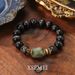Vintage Set, Medieval Court Fashion Jewelry, Natural Black Cat's Eye Stone, Bead Necklace_ipsvogv.com