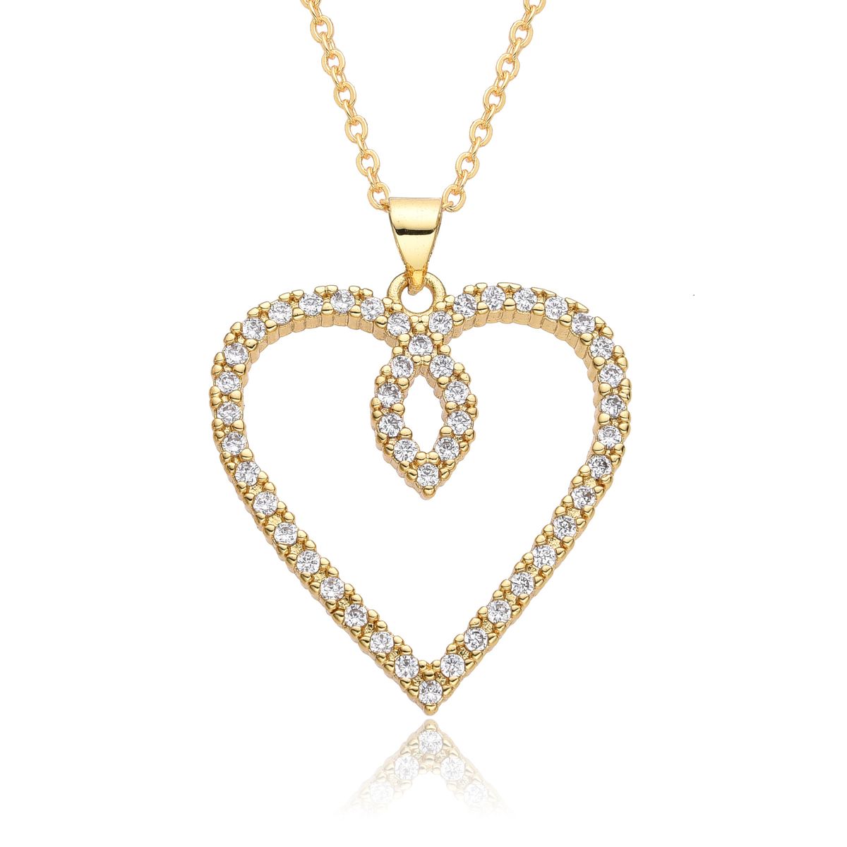 Fashion Retro French Necklace Real Gold Electroplated Hollow Pendant Sweater Chain Zircon Love Necklace Female_ipsvogv.com