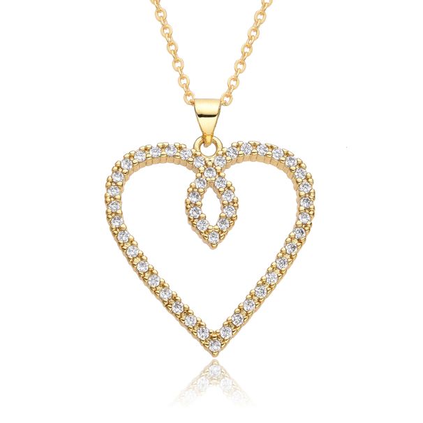 Fashion Retro French Necklace Real Gold Electroplated Hollow Pendant Sweater Chain Zircon Love Necklace Female_ipsvogv.com