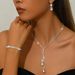 Women’s Jewelry Set Fashion Simple Jewelry Water Drop Shiny Wedding Claw Chain Diamond Dinner Set Necklace Earrings Bride Four Piece Set_ipsvogv.com