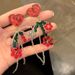 Unisex Red Flower Beaded Earrings New Hot Style Crystal Love Internet Celebrity Unique Bow New Year Earrings For Women_ipsvogv.com