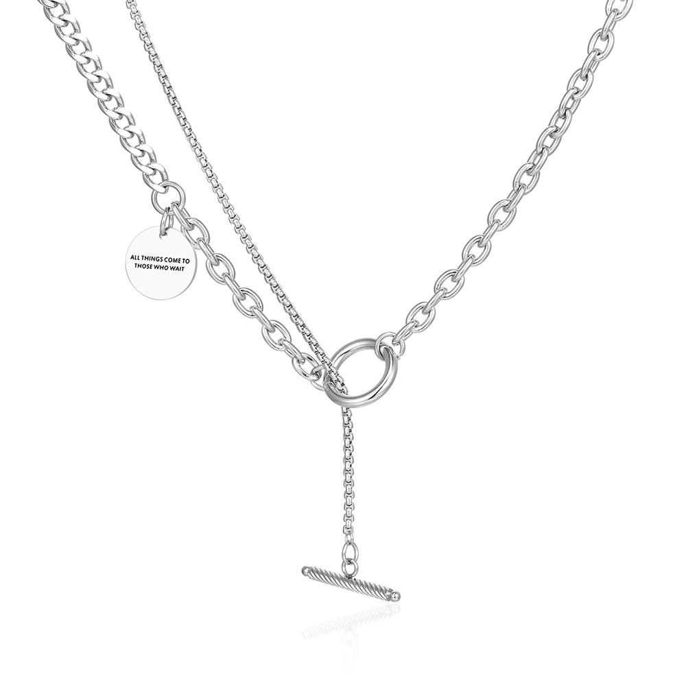 Men's Jewelry IMI Titanium Steel Pendant Necklace Double Layer Couple Style Stacking Girls Summer Necklace Men's Hip Hop T Shirt Chain_ipsvogv.com