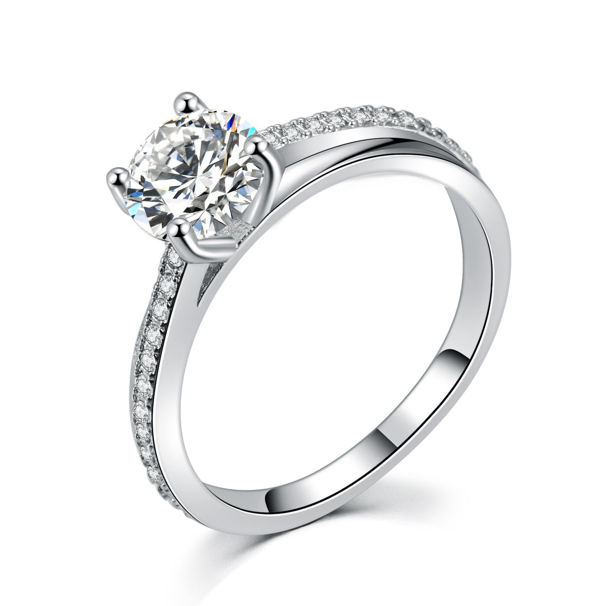 Fashion eight arrows and eight hearts female engagement ring inlaid with zircon platinum_ipsvogv.com