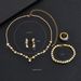 2024 Fashion Casual Bride Accessories Gold Color Rhinestone Necklace Earrings Bracelet Ring Set_ipsvogv.com