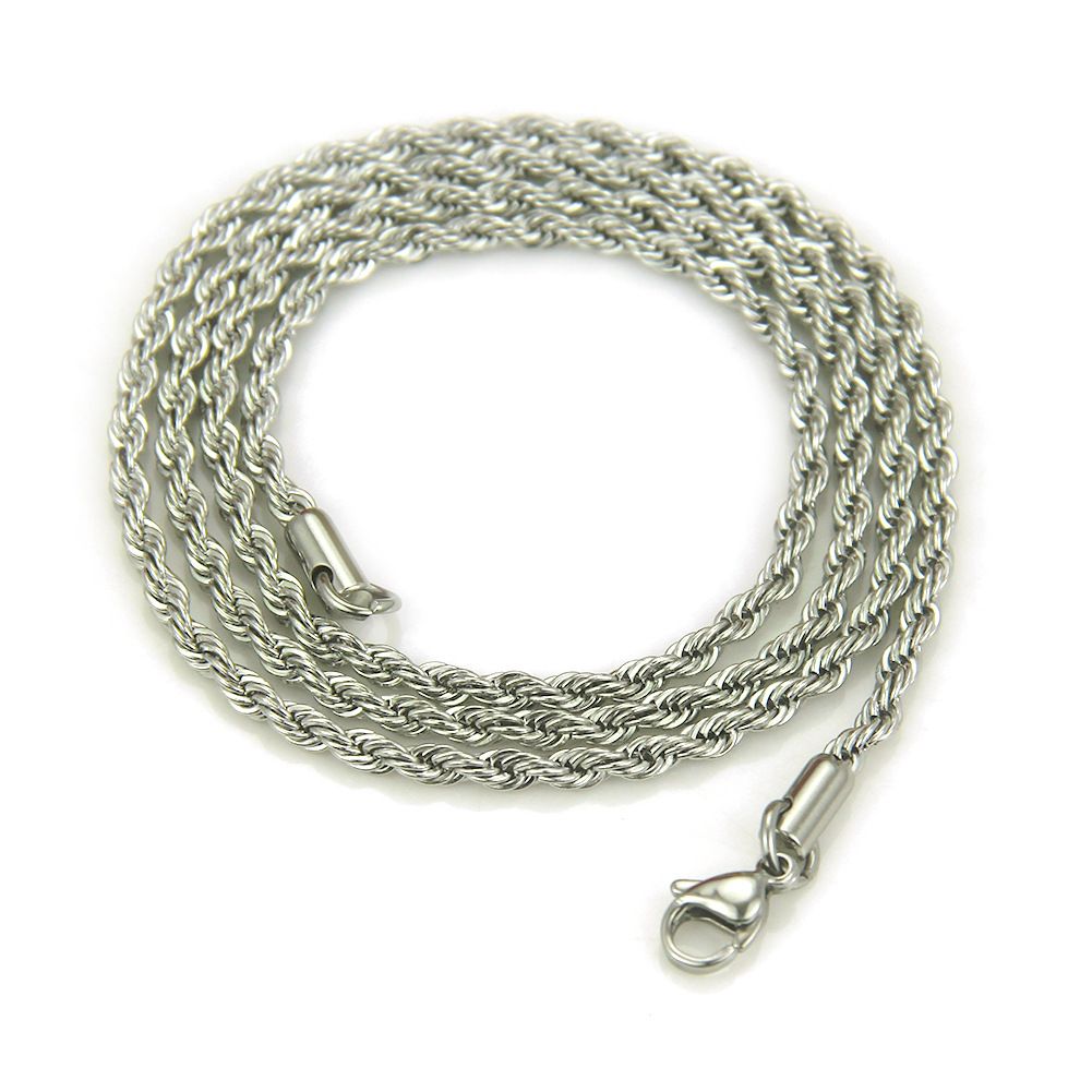 Fashion titanium steel Fried Dough Twists Hip hop men and women lovers twisted chain necklace_ipsvogv.com
