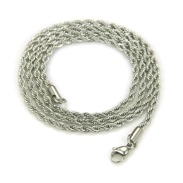Fashion titanium steel Fried Dough Twists Hip hop men and women lovers twisted chain necklace_ipsvogv.com