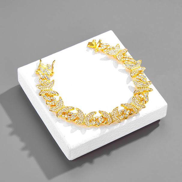 Women’s Jewelry Set Fashion Butterfly Diamond Cuban Chain Bulingbuling Trendy Luxury Necklace Sweater Chain Exclusive_ipsvogv.com