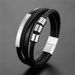 Popular men's titanium genuine woven stainless steel magnetic buckle, multi-layer leather bracelet, bracelet_ipsvogv.com