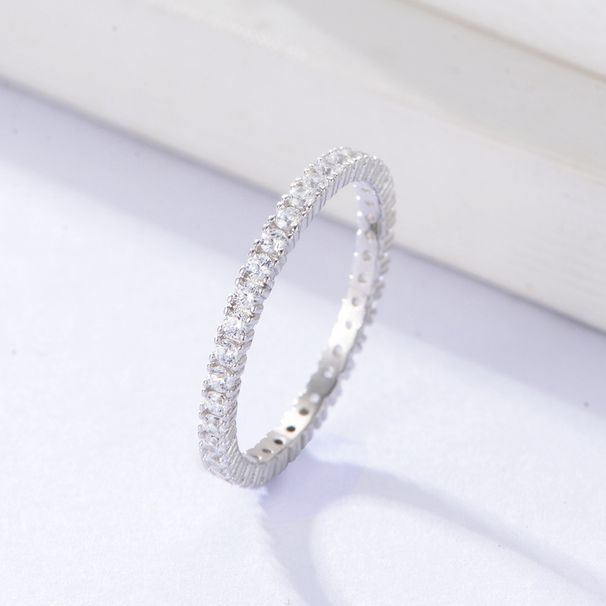 Women's Jewelry Micro Inlaid Zircon Full Diamond Ring Sterling Silver Fashionable And Simple All Match Stacking Style Ring Ring Hand Jewelry_ipsvogv.com