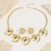Fashion Ocean Style Exaggerated Metal Oversized Spiral Pattern Earrings Women's Necklace Earring Jewelry Set_ipsvogv.com