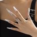 Adornment Gothic Hollow Conical Nail Set With Finger Ring, Niche Metal Tassel Ring For Women_ipsvogv.com