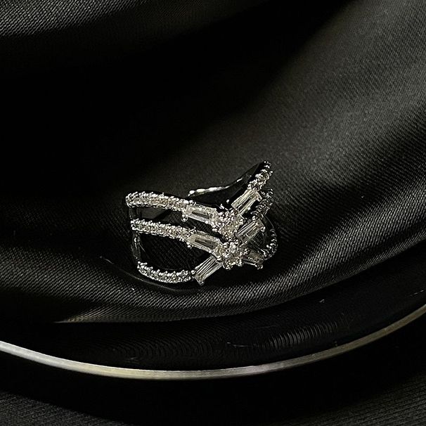 design, Silver Sparkling Zircon Female Niche Open Middle Ring, Light Luxury, High-end Feeling, Index Finger Ring Design, , Luxury, Feeling,_ipsvogv.com