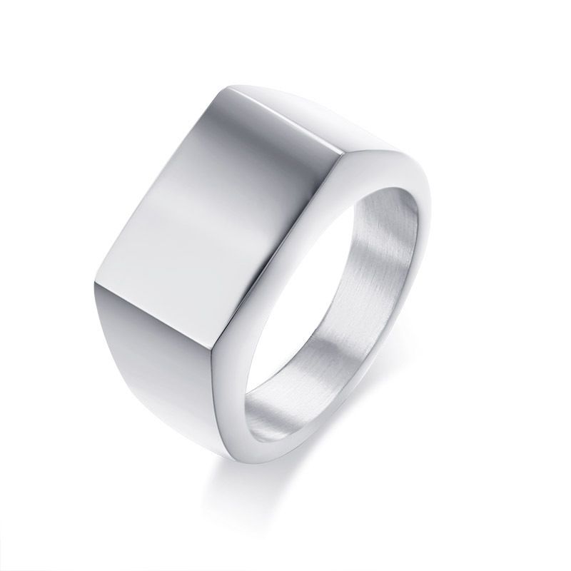 Women's Jewelry Fashion Simple Glossy 18MM Rectangular Titanium Steel Stainless Steel Ring Can Be Laser Logo_ipsvogv.com