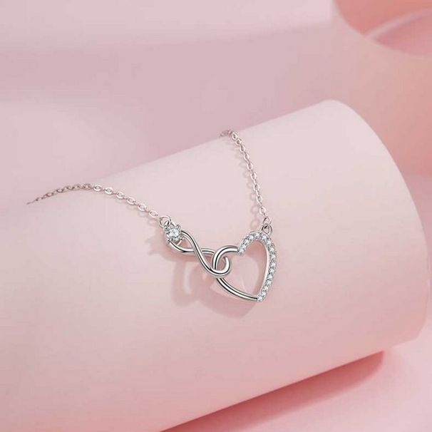Ins style fashion infinite love necklace female girl heart hollow diamond Mobius ring love pendant clavicle chain_ipsvogv.com