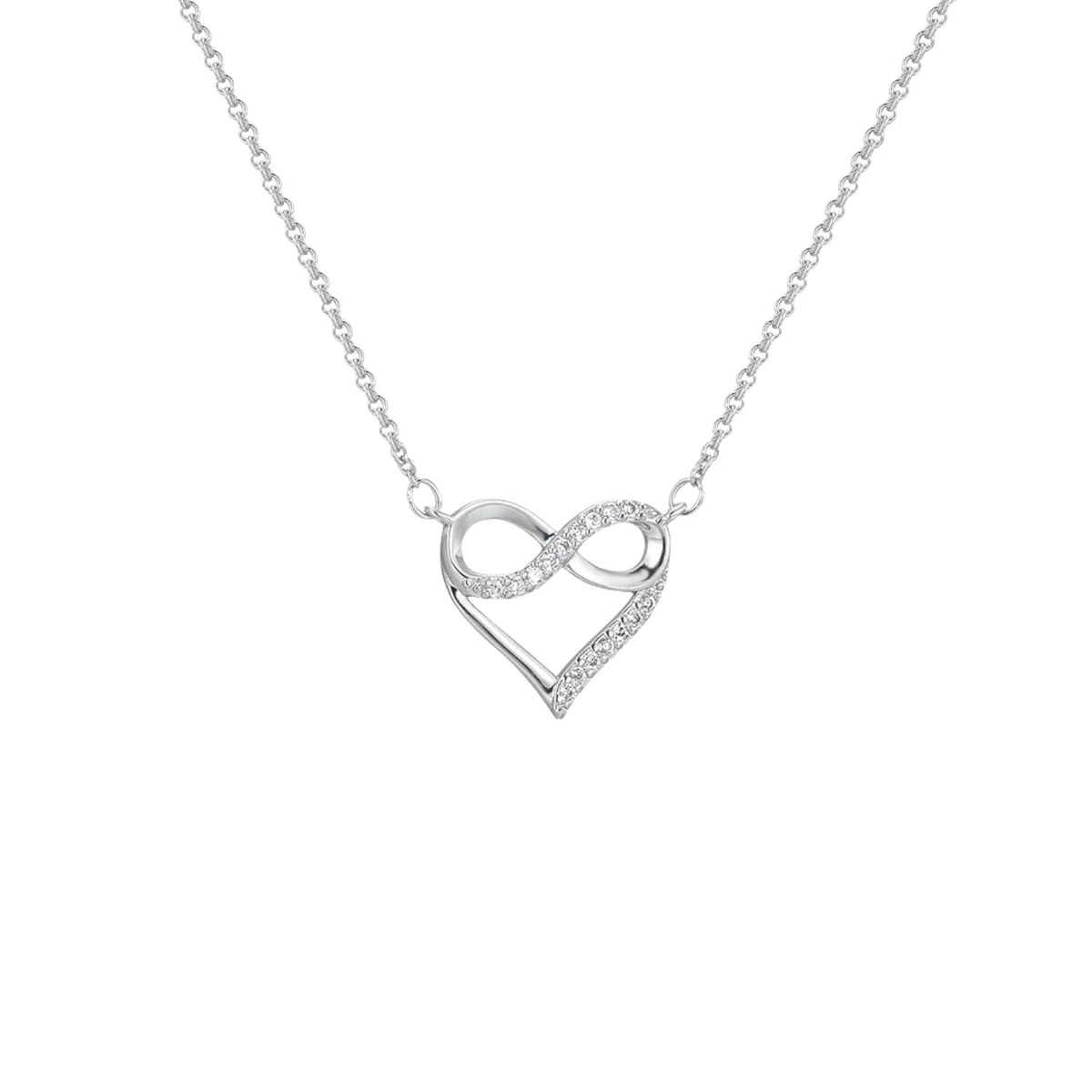 S925 Sterling Silver Necklace For Women, Versatile Temperament, 8 Shaped Heart Shaped, Sweet, Full Of Diamonds, Flashing, Ins Style Clavicle Chain_ipsvogv.com