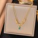 High End, Niche, Light Luxury Stainless Steel Double-layer Broken Gold, Green Zircon Pendant Necklace, Women's_ipsvogv.com