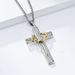 Men's Jewelry Retro Titanium Steel Wreath Cross Necklace Two Color Wood Grain Stainless Steel Prayer Pendant Literary Cold Jewelry_ipsvogv.com