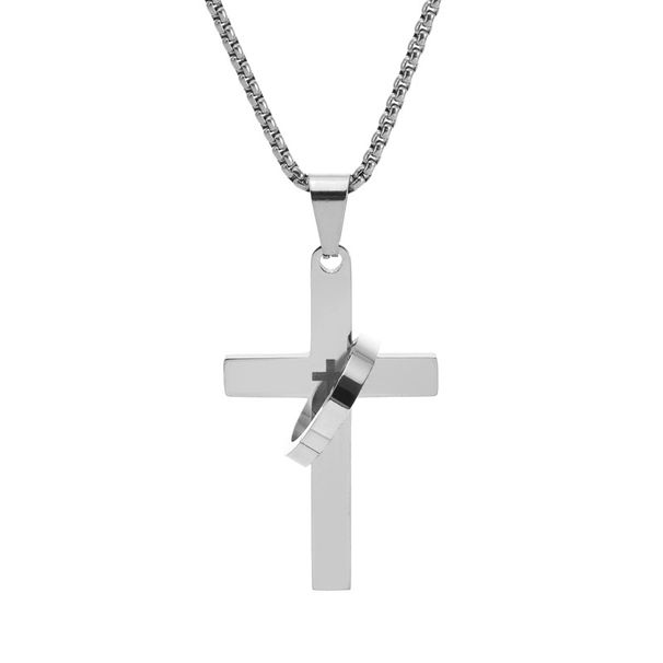 Men's Jewelry Stainless Steel Personality Cross Necklace Hip Hop Long Pendant Accessories_ipsvogv.com