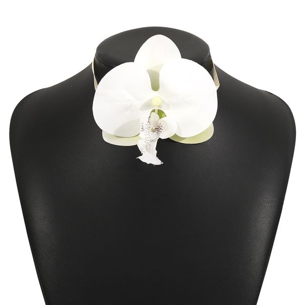 New rural simulation butterfly orchid earrings women, sweet and exaggerated vacation style flower necklace for women_ipsvogv.com