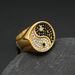 HIPHOP jewelry stainless steel gold plated full diamond Tai Chi Yin Yang black and white ring accessories_ipsvogv.com
