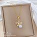 Stainless Steel Chain Sweet Shiny Zircon Flower Pendant Necklaces Earring Set For Women Girls Cute Jewelry Set Accessories Gifts_ipsvogv.com