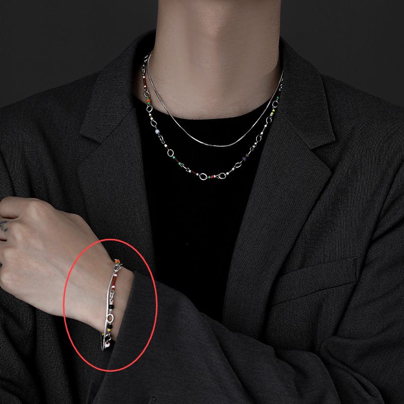Original Personality Trend Ins Color Beaded Stitching Necklace Boys Hip Hop Sweater Chain High End Long_ipsvogv.com