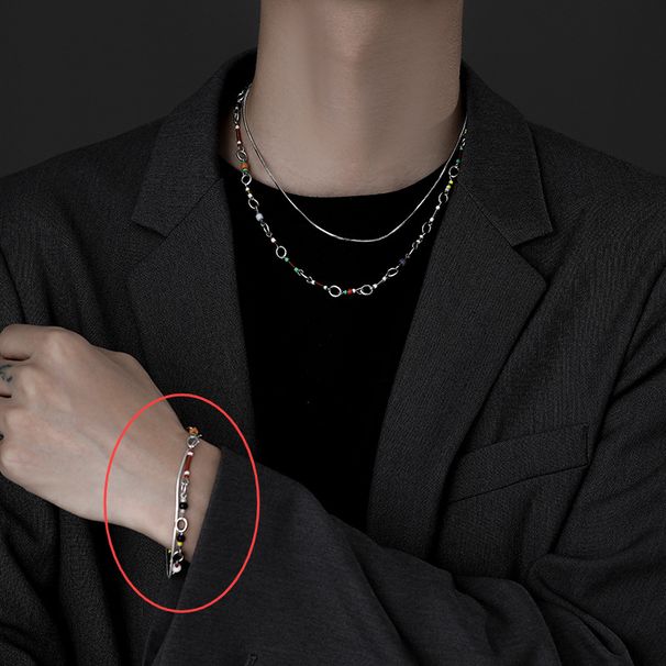 Original Personality Trend Ins Color Beaded Stitching Necklace Boys Hip Hop Sweater Chain High End Long_ipsvogv.com