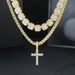 Ins Hip Hop Personalized Cross Heavy Industry Zirconia Street Trendy Cool Versatile Ice Sugar Chain Set_ipsvogv.com