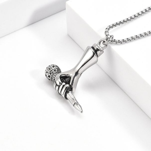 Men's Jewelry Punk Retro Microphone Pendant National Trend Jewelry Stainless Steel Hand Held Microphone Neck Necklace_ipsvogv.com