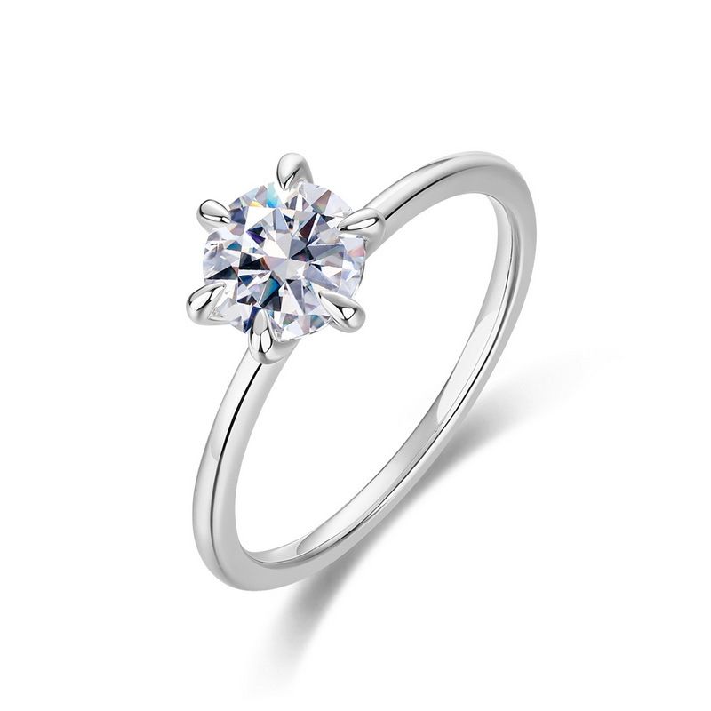 hot Classic Simple One Carat Moissanite Ring S925 Silver Six Claw Inlaid Moissanite Diamond Ring Proposal Gift_ipsvogv.com