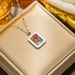 New Colored Zirconium Square Plate Pendant Necklace for Women in Bohemian Style Titanium Steel Lock Bone Chain Gold_ipsvogv.com