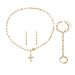 Fashion women's necklace, earrings, jewelry set, personalized cross inlay design, bracelet, versatile accessories_ipsvogv.com