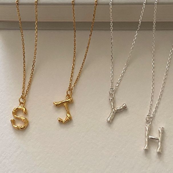 Fan Zhiqiao Korean Edition Nordic English Letter Pure Silver Necklace Pendant Xiang Jewelry_ipsvogv.com