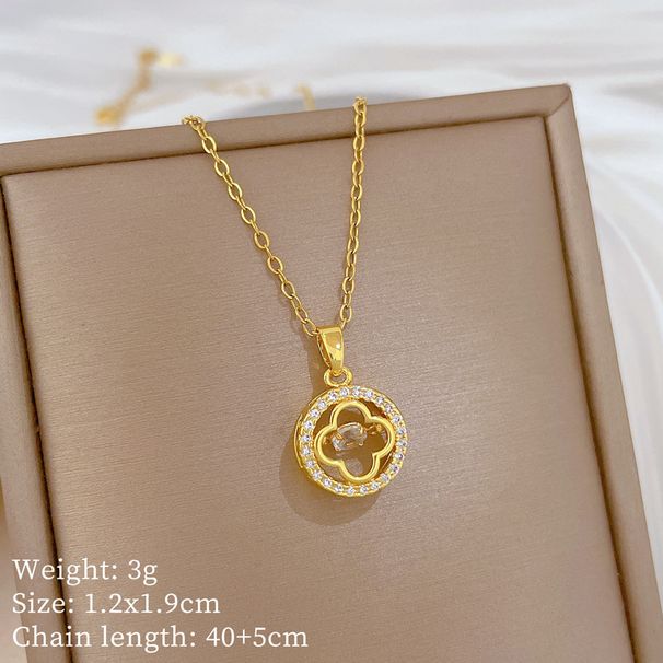 Agile 【 】 Lucky Grass Light Luxury Charm Gorgeous Full Diamond Necklace Women's Versatile Clavicle Titanium Steel Chain 【 】_ipsvogv.com