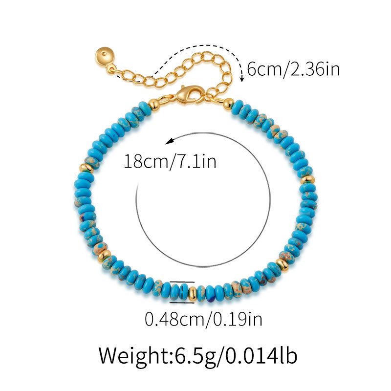 Mixed Color Crystal Bead Design Handmade Bracelet Real Gold Electroplating New Turquoise Color Stone Bracelet_ipsvogv.com