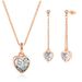 Women’s Jewelry Set Fashion simple heart shaped zircon pendant necklace earrings for women Gold plated love engagement jewelry set_ipsvogv.com