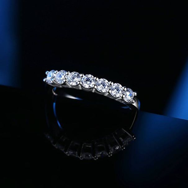 Silver Personalized Ring For Women, Popular Seven Diamonds And Five Diamonds, Moissanite Pinky Ring_ipsvogv.com